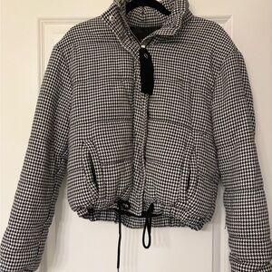 Fashion Nova Black & White Houndstooth Puffer Jacket